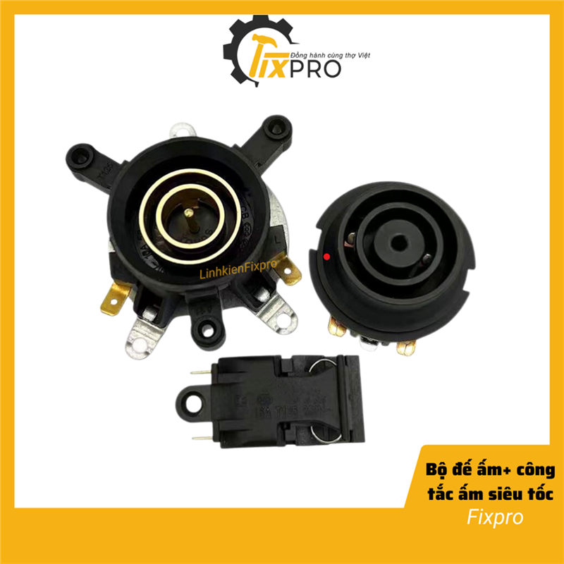 Bộ 3 sản phẩm đế ấm và công tắc ấm siêu tốc màu đen chất lượng tốt