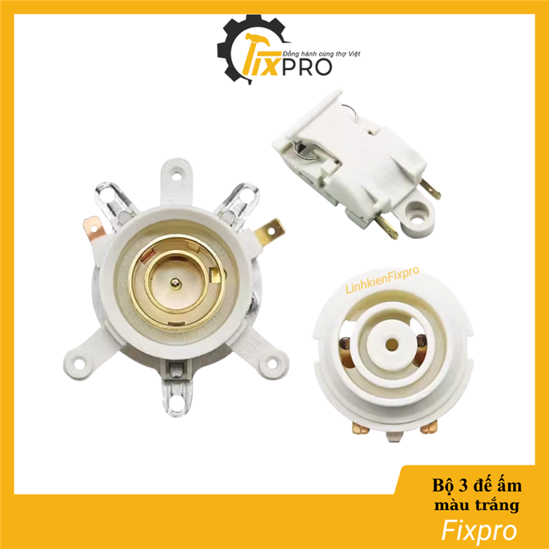 Bộ 3 sản phẩm đế ấm và công tắc ấm siêu tốc màu trắng chất lượng tốt