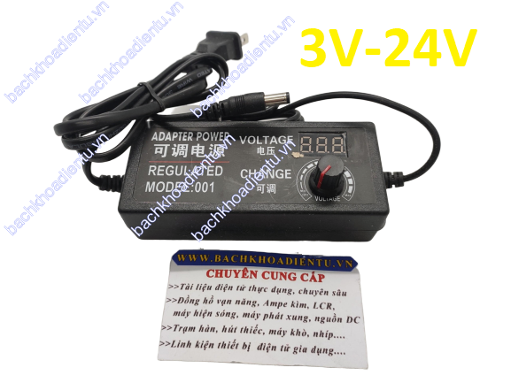 Bộ nguồn điều chỉnh điện áp 3V-24V dòng tải 2A chất lượng tốt.