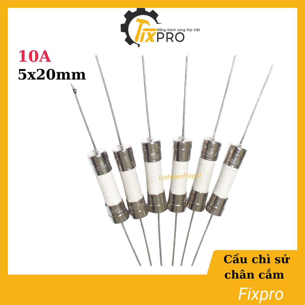 Cầu chì sứ chân cắm 10A 5x20mm chất lượng tốt