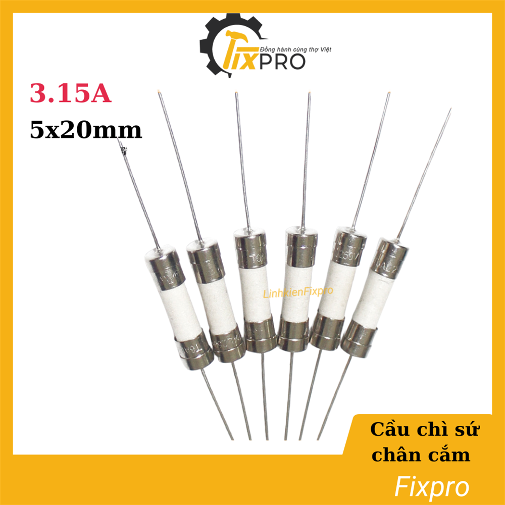 Cầu chì sứ chân cắm 3.15A 250V 5x20mm