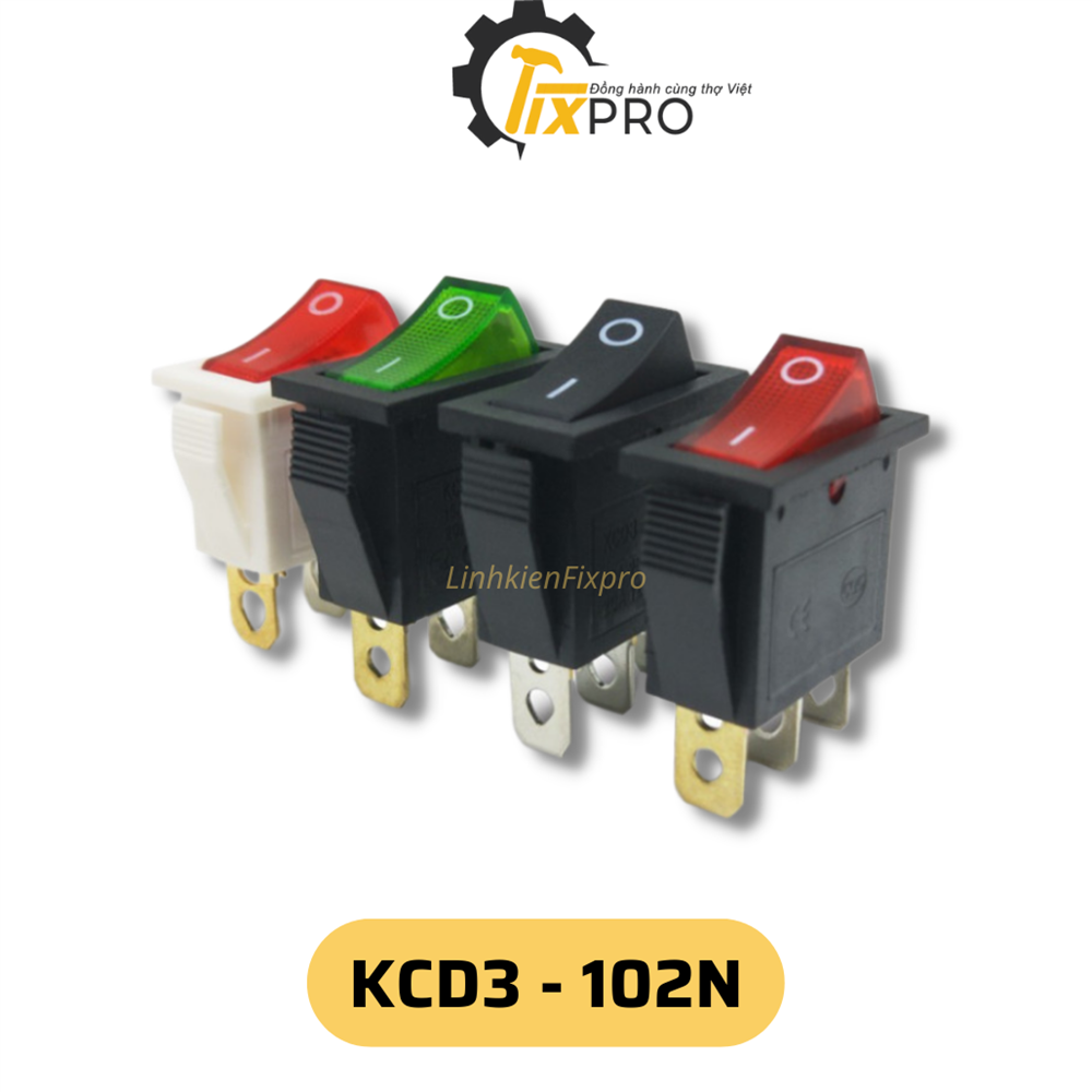 Công tắc bập bênh KCD3-102N 15A/250V 3P 11x28mm có đèn