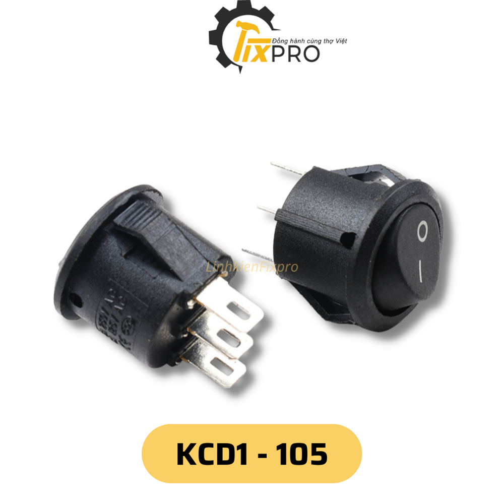 Công tắc bập bênh tròn KCD1-105 6A250V 3P 15mm