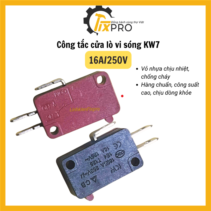 Công tắc cửa lò vi sóng KW7-0 16A 250V 3 chân (1 chiếc)