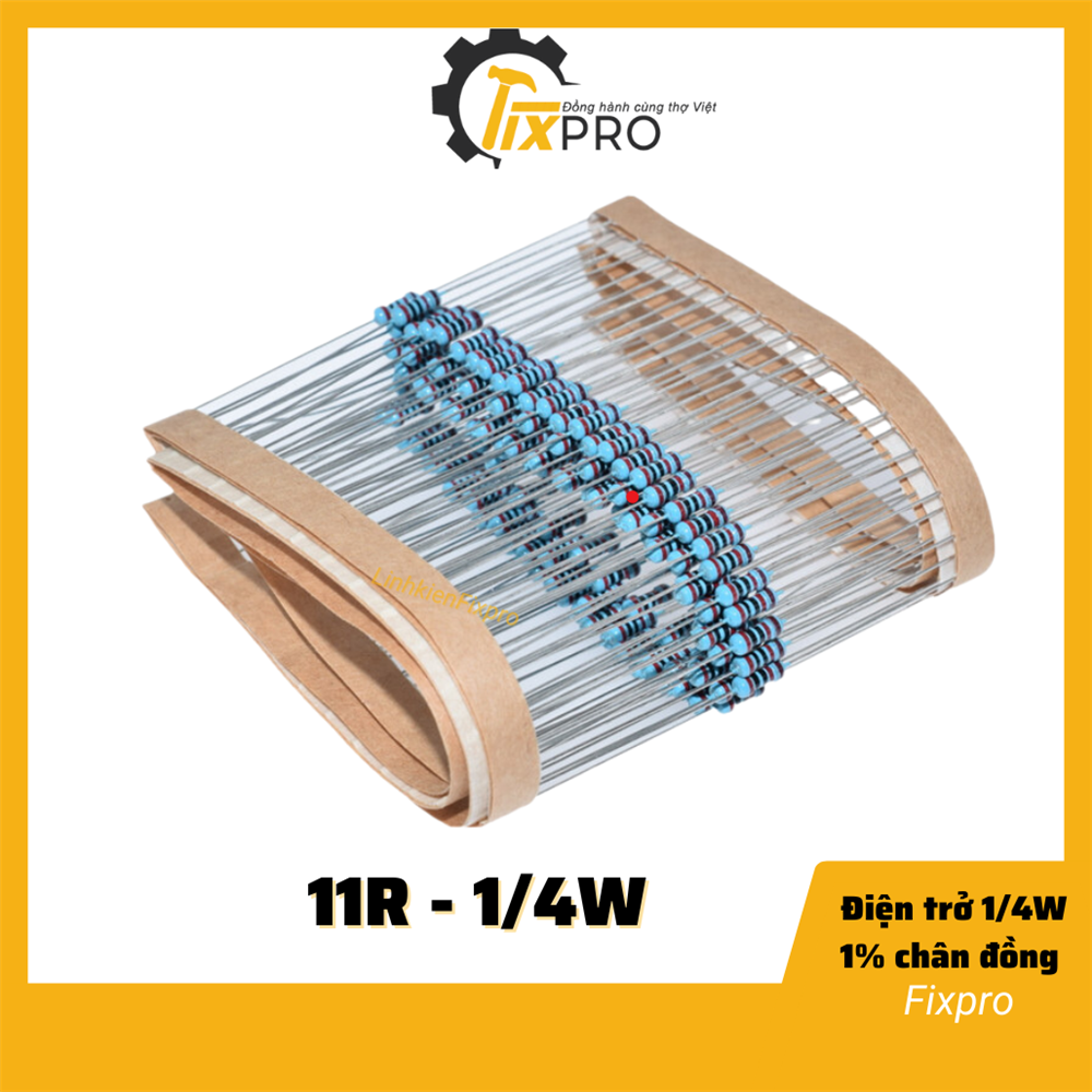 Điện trở 1/4W 11R 1% chân đồng túi 50 con