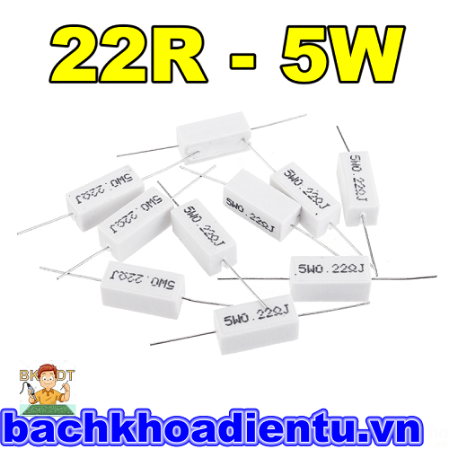 Điện trở sứ 5W 22R 5% loại nằm