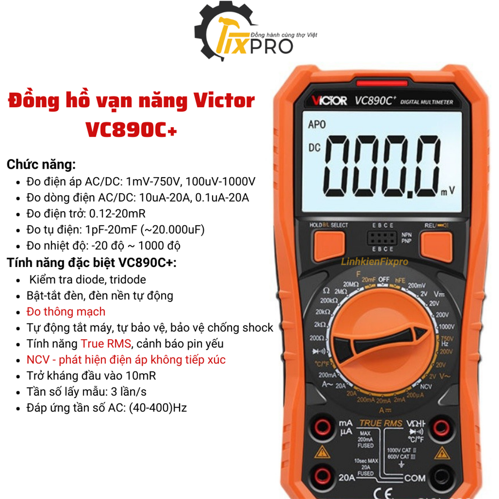 Đồng hồ vạn năng Victor VC890C+ chính hãng