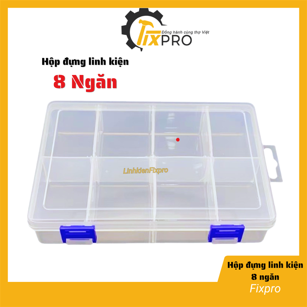 Hộp đựng linh kiện 8 ngăn 19.6x13x4.5cm cao cấp có thể tháo rời ngăn