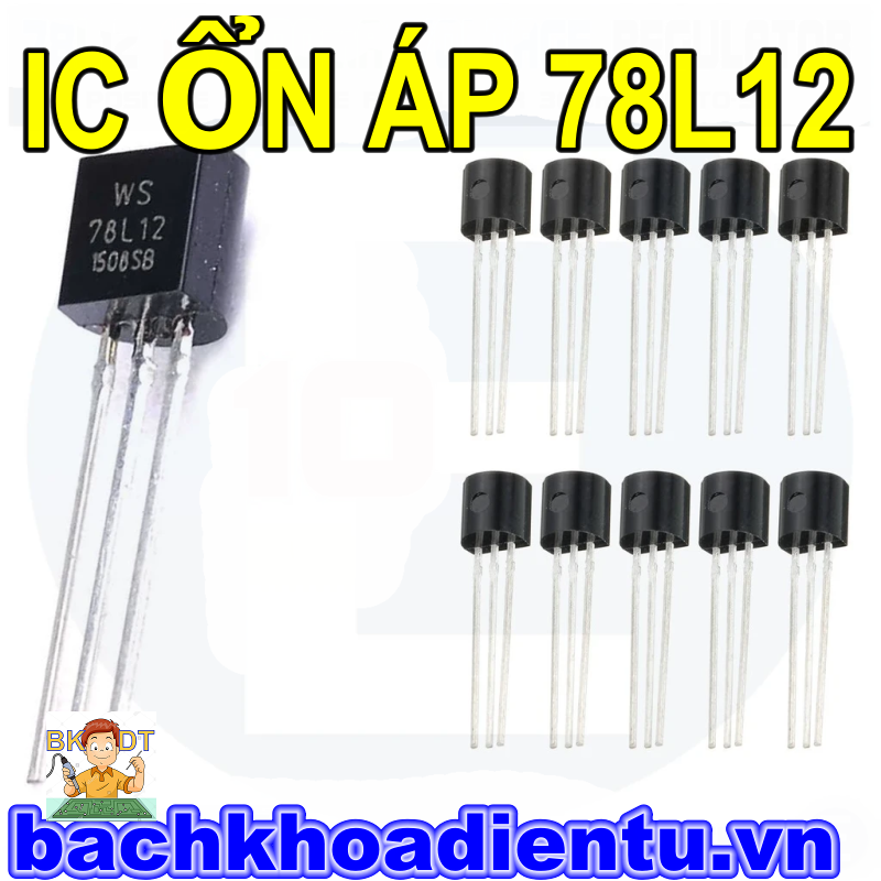 IC 78L12 , IC ổn áp 12V  dòng tải 0.1A.