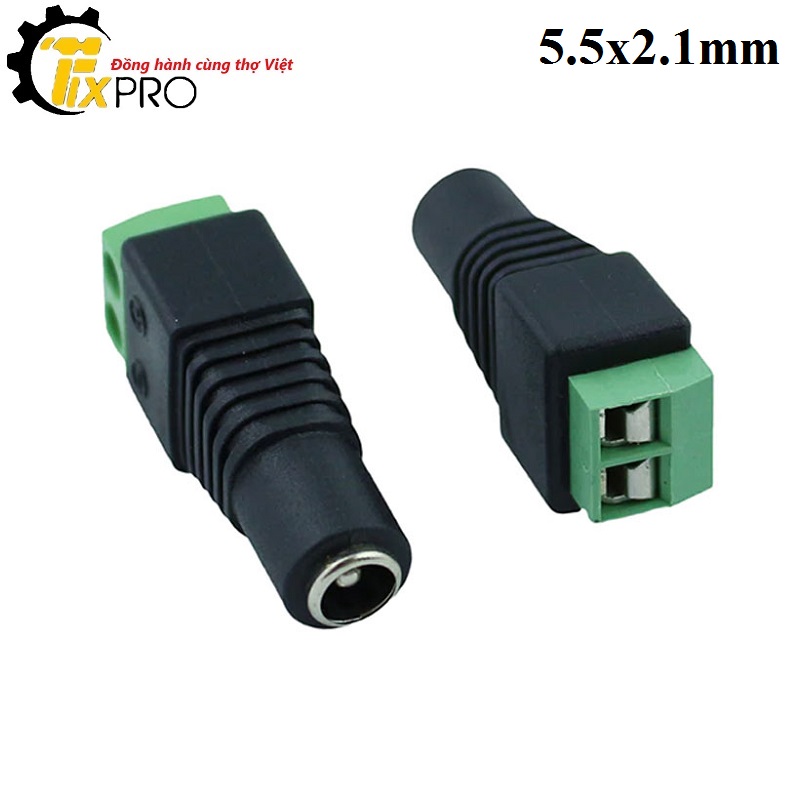 Jack nguồn DC cái 5.5x2.1mm đấu dây dùng vít