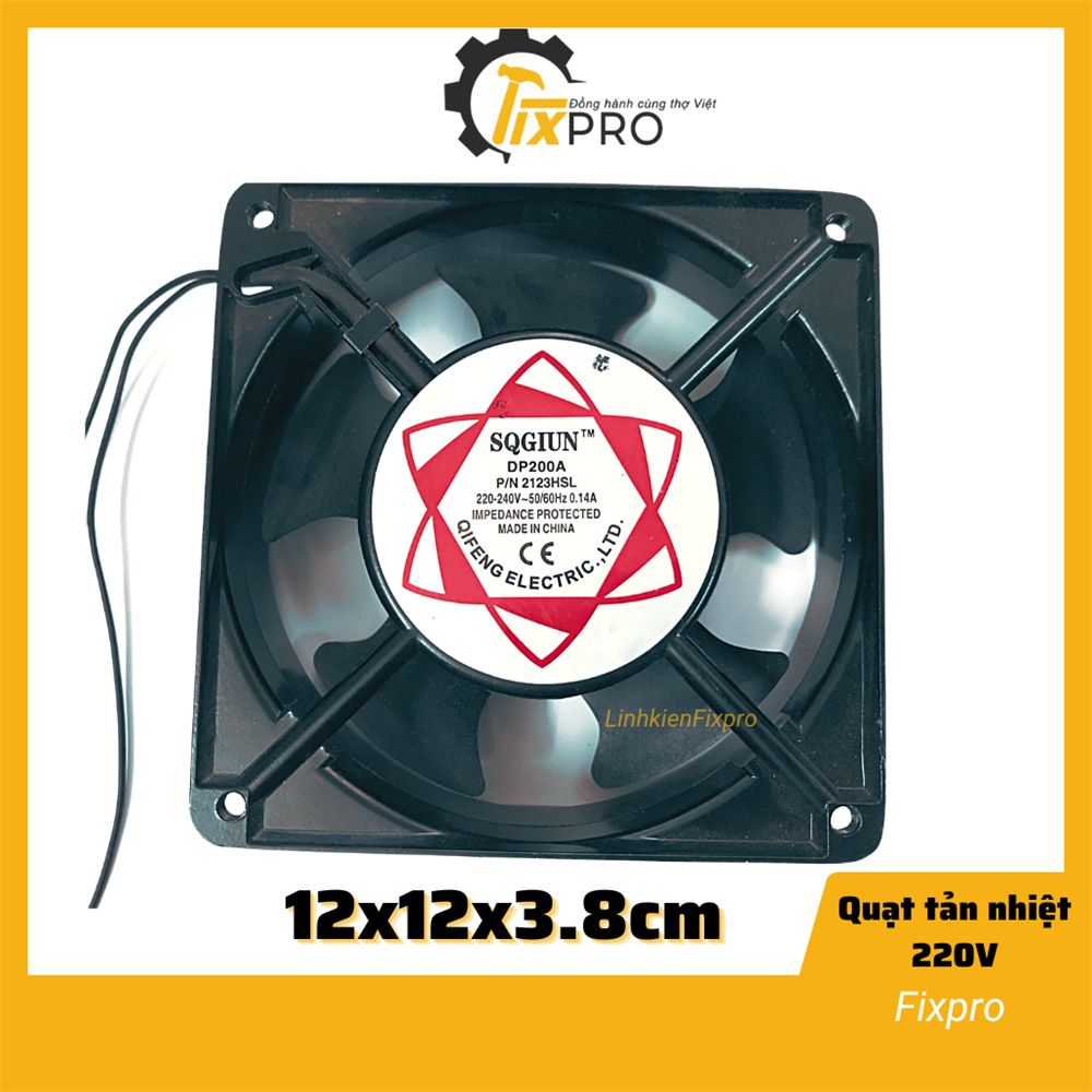 Quạt tản nhiệt 220V 12x12x3.8cm