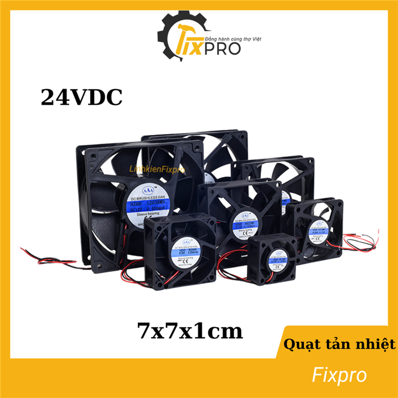 Quạt tản nhiệt 24V DC 7x7x1cm 2 dây