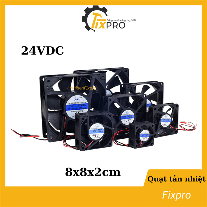 Quạt tản nhiệt 24V DC 8x8x2cm 2 dây