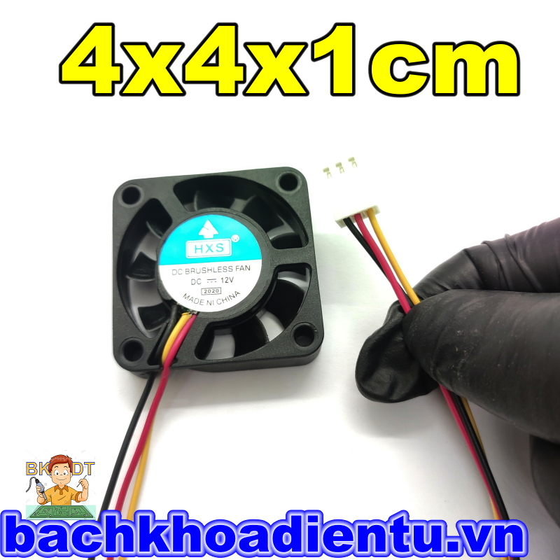 Quạt tản nhiệt DC 4x4x1cm 12V 3 dây.