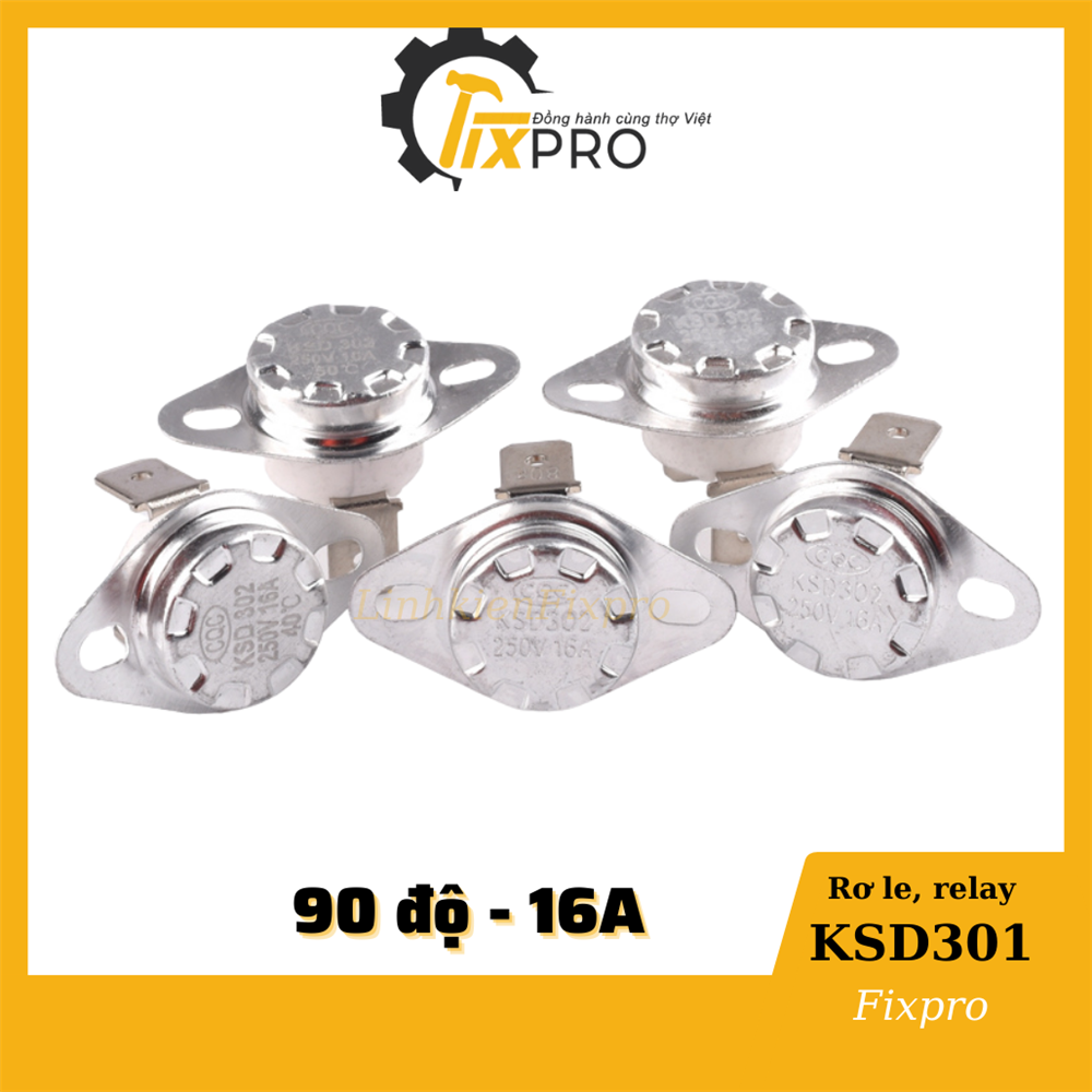 Rơ le nhiệt 90 độ KSD301 250V 16A  thường đóng đế sứ