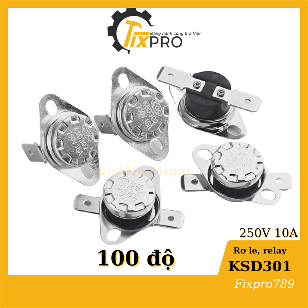 Rơ le nhiệt 100 độ KSD301 250V 10A  thường đóng