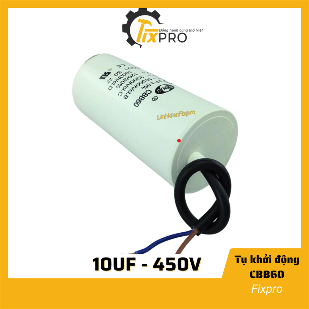 Tụ khởi động 10UF 450V CBB60 SENJU màu trắng loại xịn