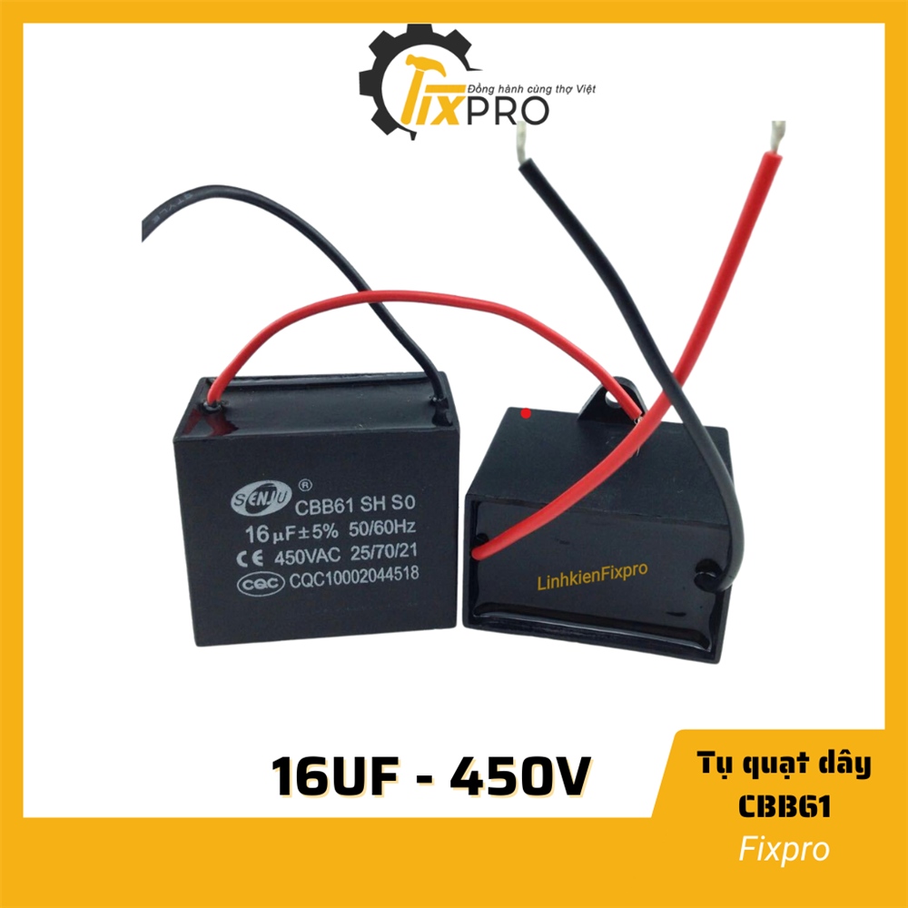 Tụ quạt 16uF dây SENJU CBB61 chất lượng tốt