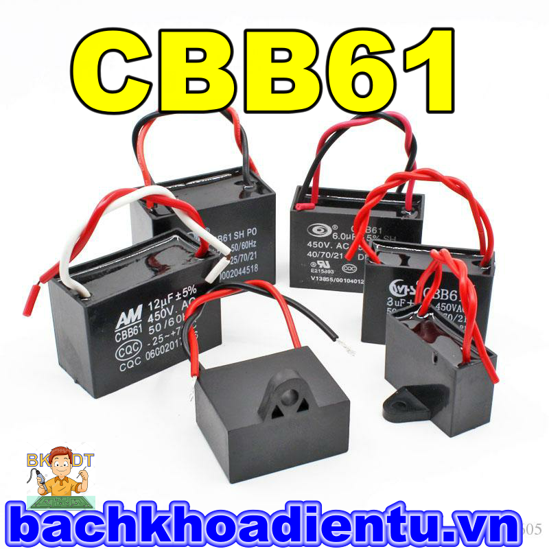 Tụ CBB61 đầy đủ các loại.