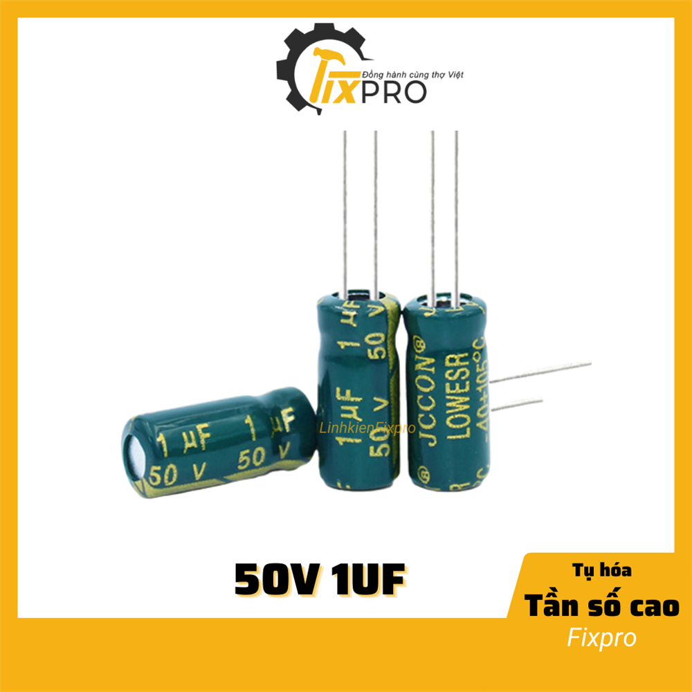 Tụ hóa 50V 1uF 5x11mm tần số cao (túi 10c)