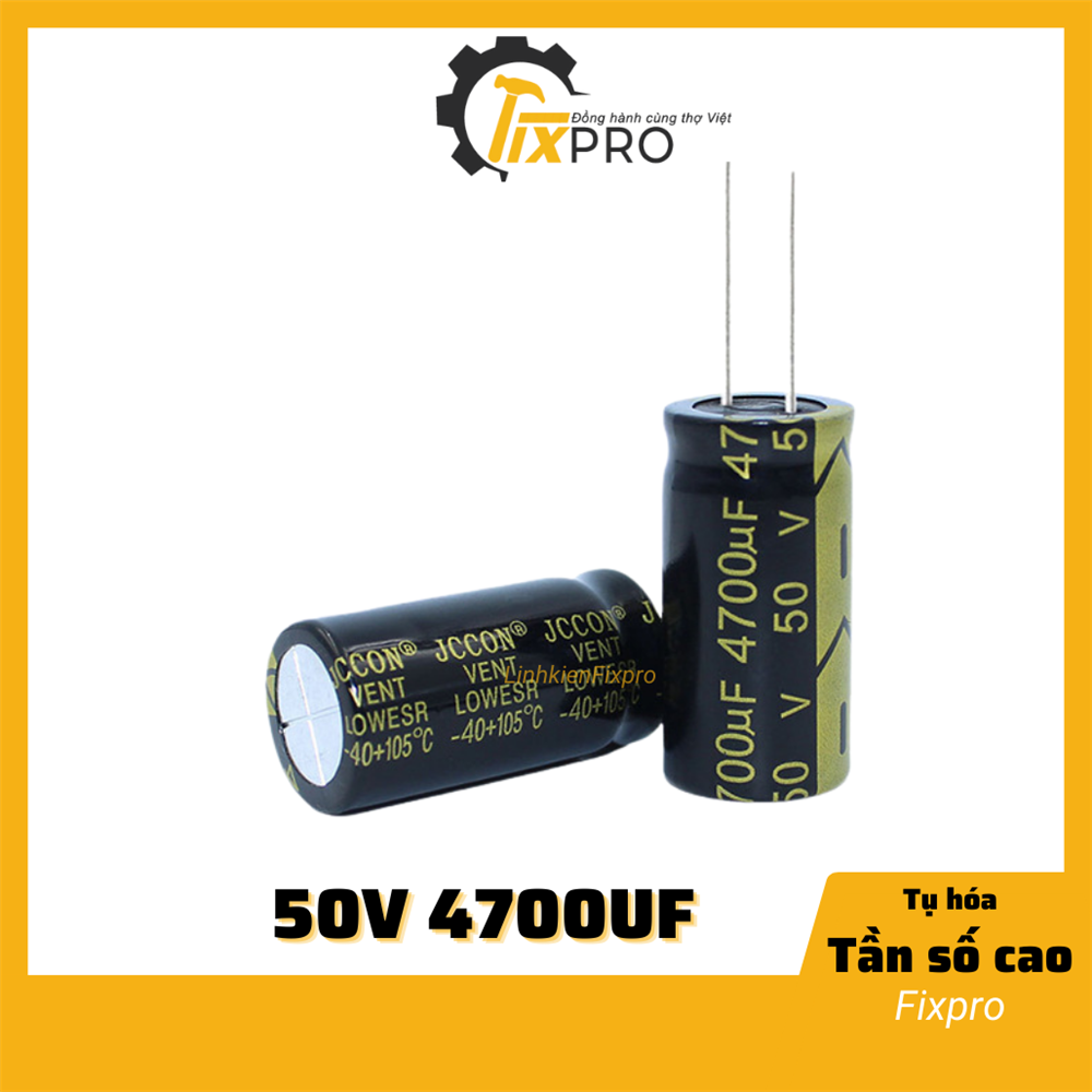 Tụ hóa 50V 4700uF 18x35 màu xanh chính hãng JCCONs tần số cao