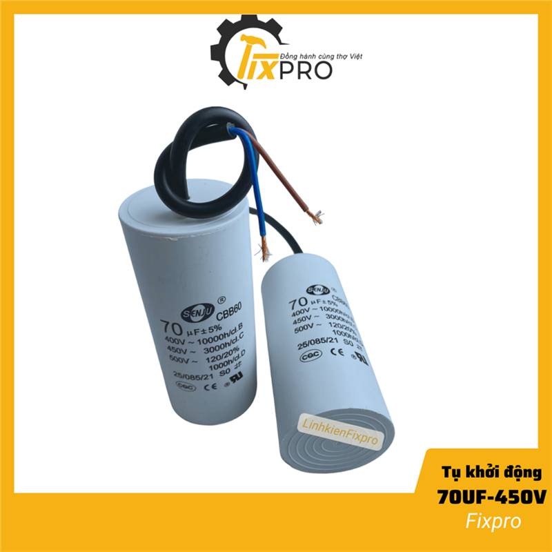 Tụ khởi động 70UF 450V CBB60 chính hãng SENJU