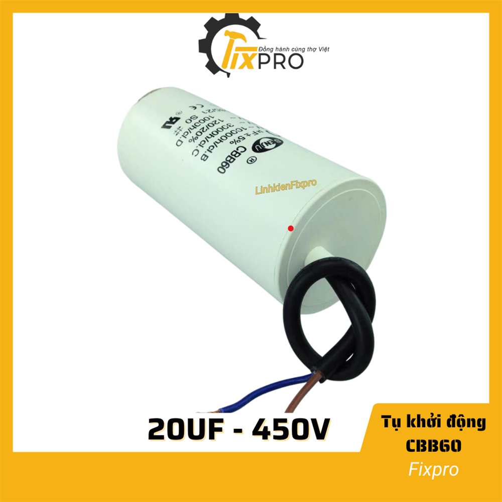 Tụ khởi động CBB60 20uF 450V SENJU màu trắng xịn