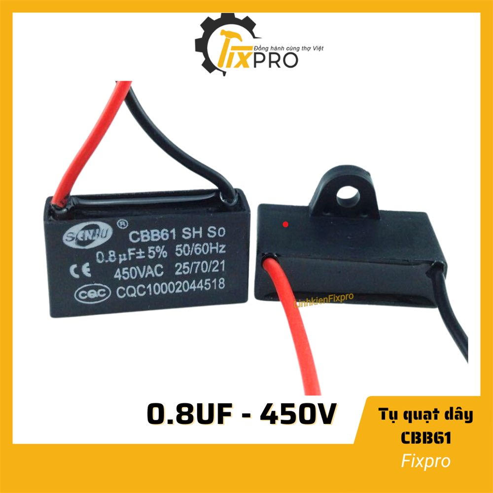 Tụ quạt 0.8uF dây SENJU CBB61 chất lượng tốt