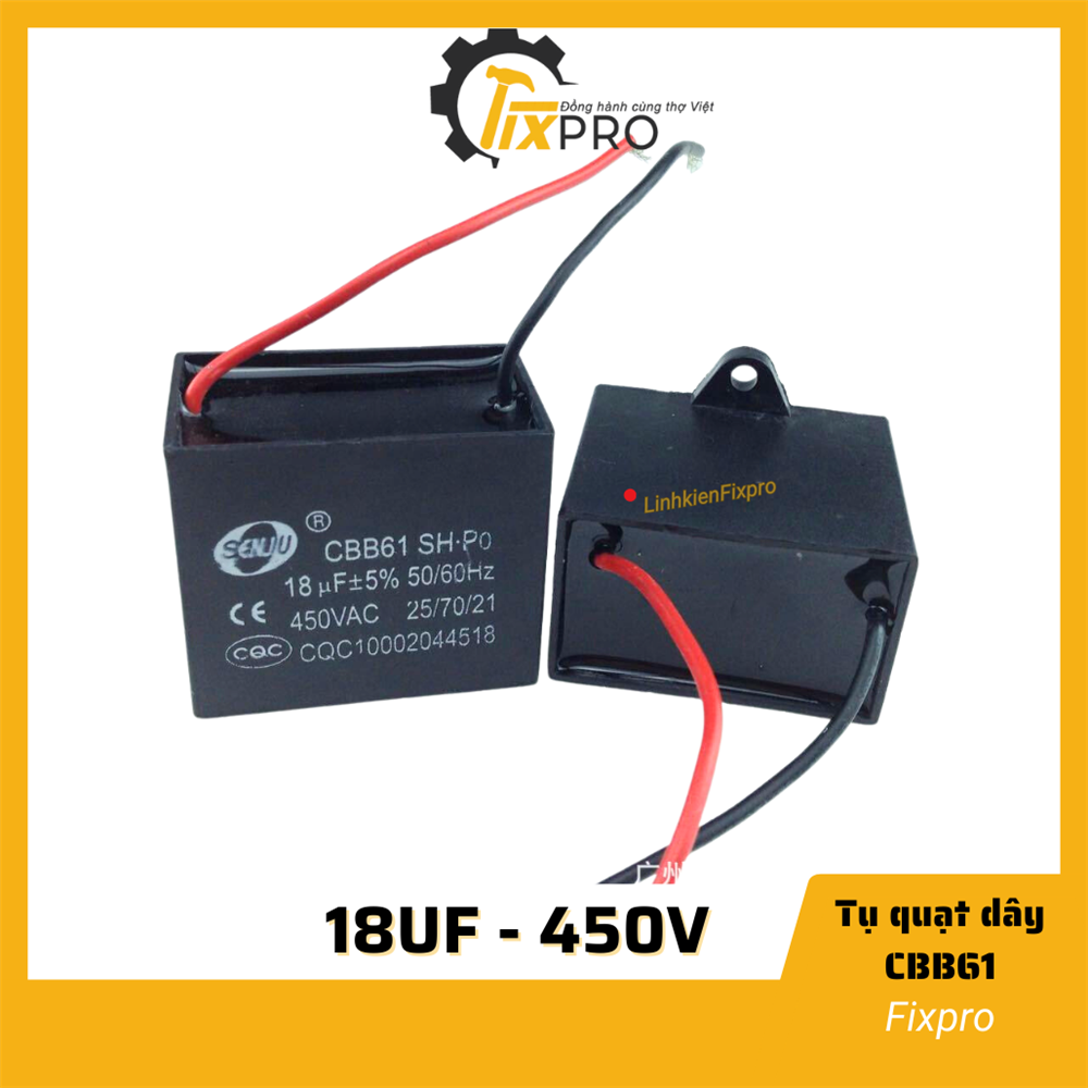 Tụ quạt 18uF dây SENJU CBB61 chất lượng tốt