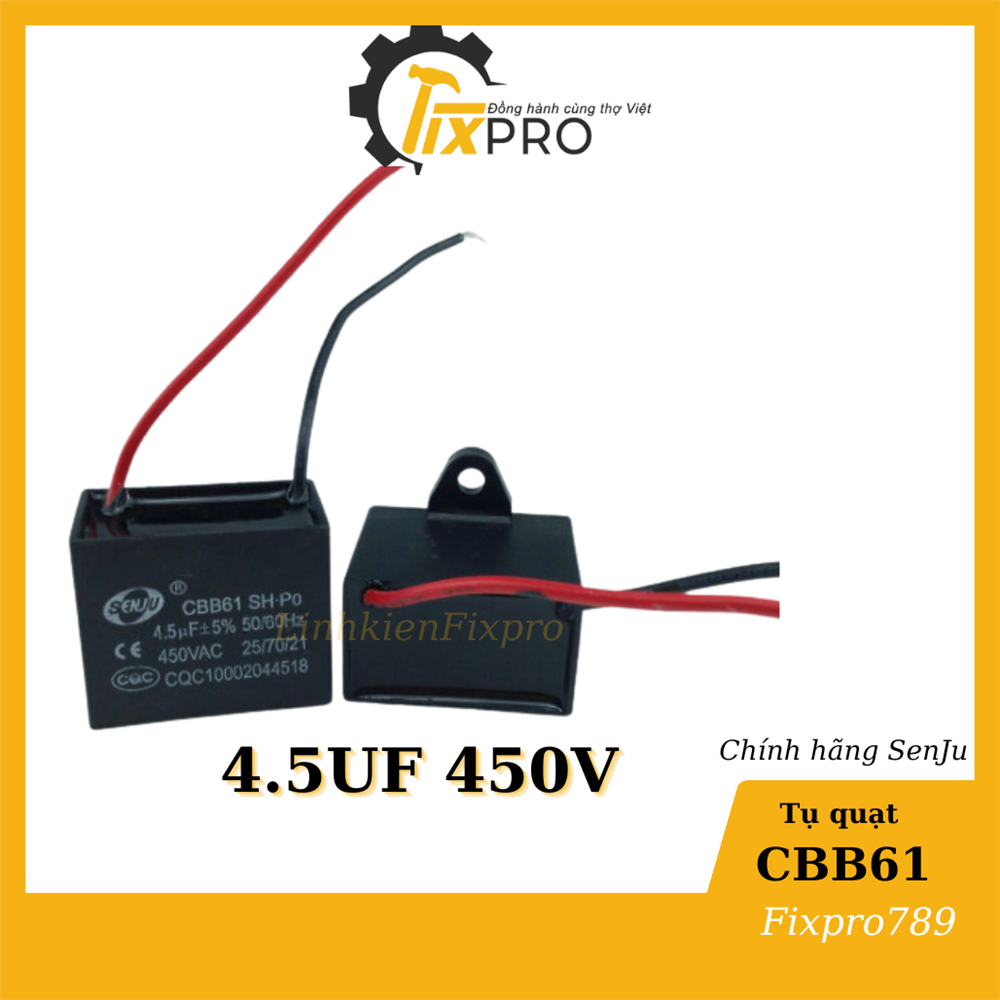 Tụ quạt 4.5uF dây SENJU CBB61 chất lượng tốt