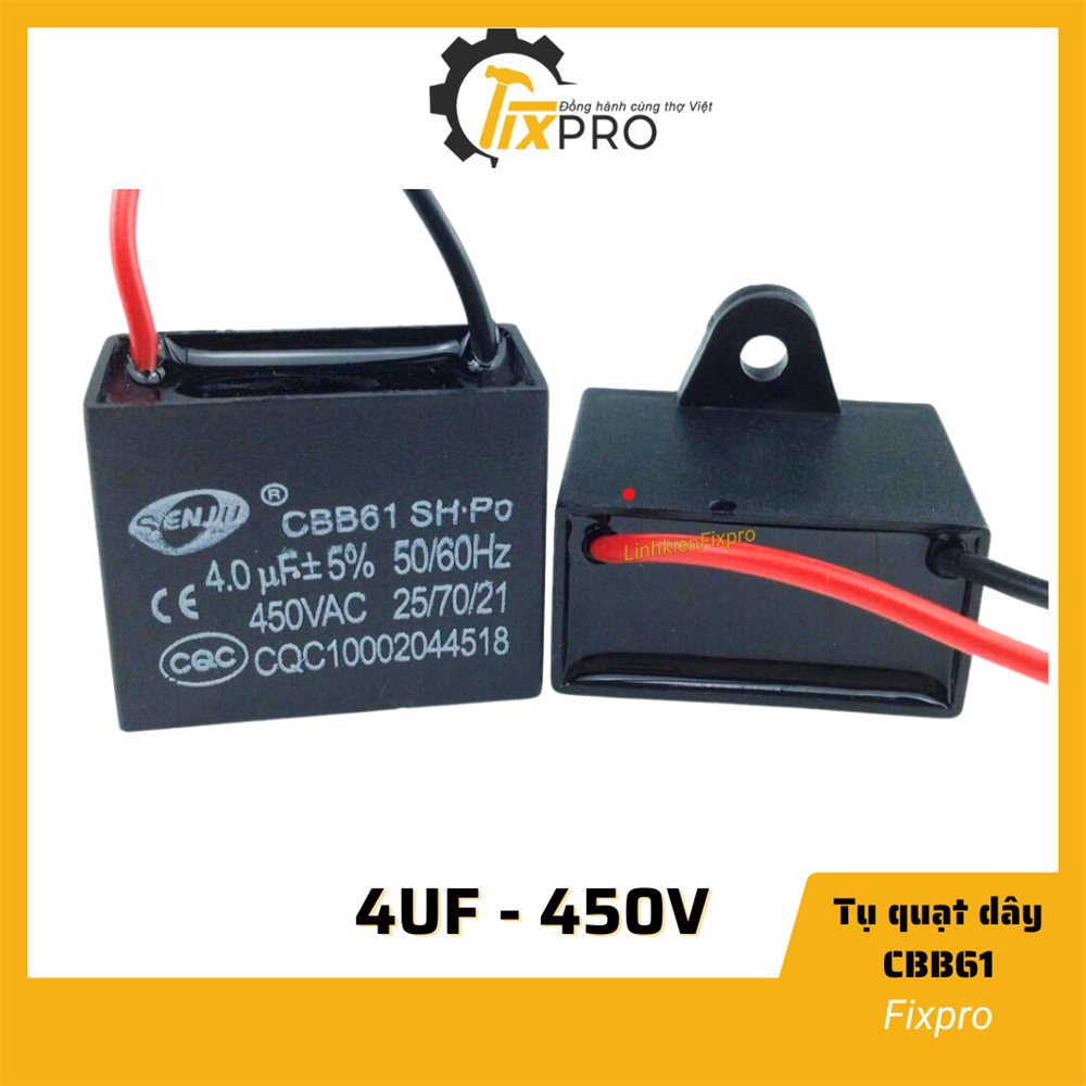 Tụ quạt 4uF dây SENJU CBB61 chất lượng tốt