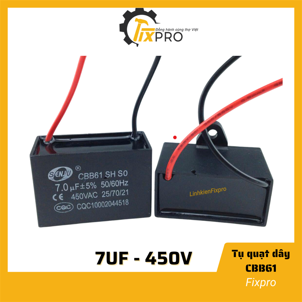 Tụ quạt 7uF dây SENJU CBB61 chất lượng tốt