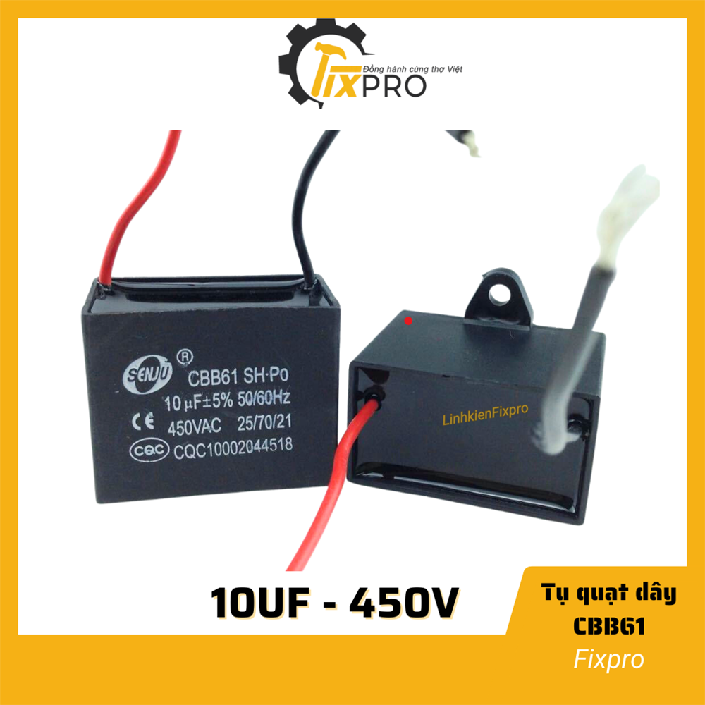 Tụ quạt 10uF dây SENJU CBB61 chất lượng tốt