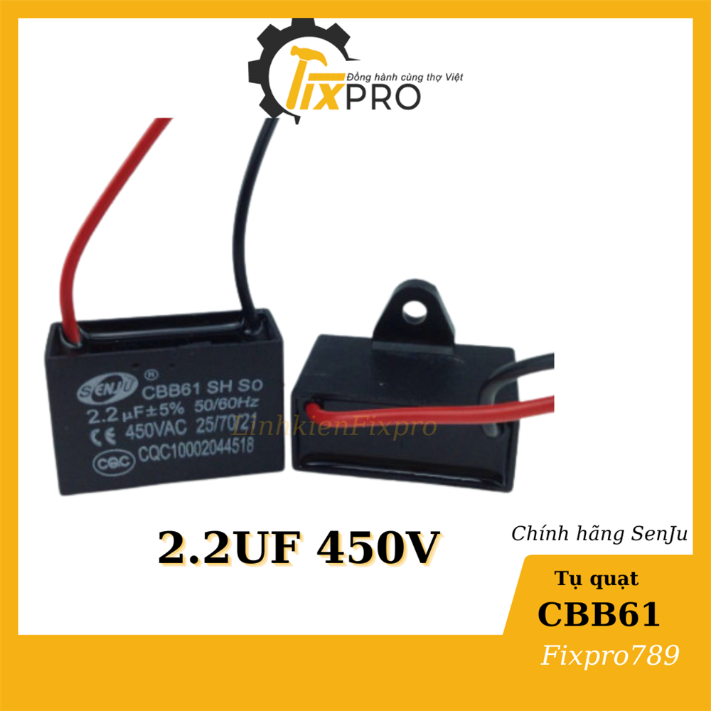 Tụ quạt 2.2uF dây SENJU CBB61 chất lượng tốt