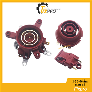 Bộ 3 sản phẩm đế ấm và công tắc ấm siêu tốc màu đỏ chất lượng tốt