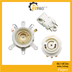 Bộ 3 sản phẩm đế ấm và công tắc ấm siêu tốc màu trắng chất lượng tốt