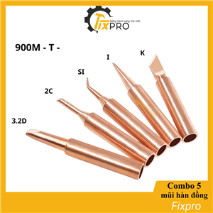 Combo 5 đầu mỏ hàn mũi hàn 936 các loại SI+I+K+3.2D+2C đồng nguyên chất