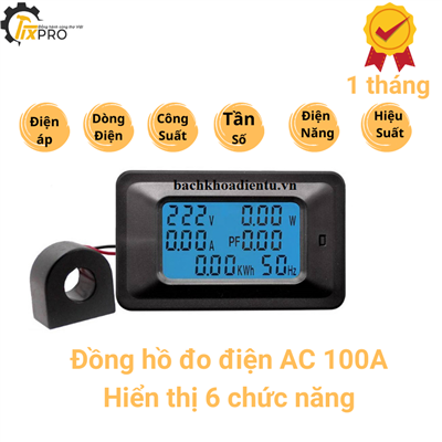 Đồng hồ đo điện AC 100A 6 thông số