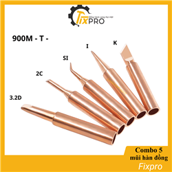 Combo 5 đầu mỏ hàn mũi hàn 936 các loại SI+I+K+3.2D+2C đồng nguyên chất