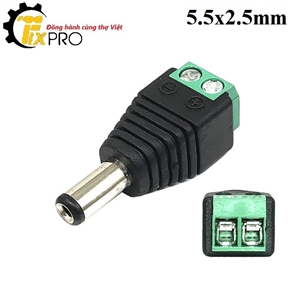 Jack nguồn DC đực 5.5x2.5mm đấu dây dùng vít.