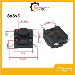 Nút nhấn 4 chân 6x6x5mm cảm ứng chống nước chất lượng tốt (Túi 10 con)