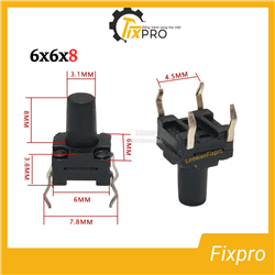 Nút nhấn 4 chân 6x6x8mm cảm ứng chống nước chất lượng tốt (Túi 10 con)