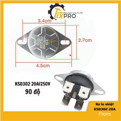 Rơ le nhiệt bình nóng lạnh 90 độ KSD302T KSD302X KSD302 20A 250V