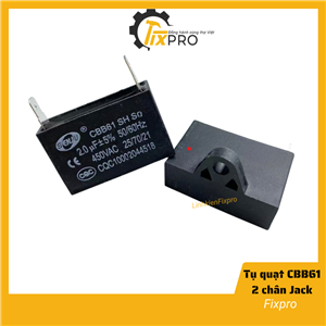 Tụ quạt 2UF 450VAC CBB61 2 chân cắm jack chất lượng tốt