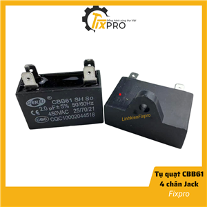 Tụ quạt 2UF 450VAC CBB61 4 chân cắm jack chính hãng SENJU