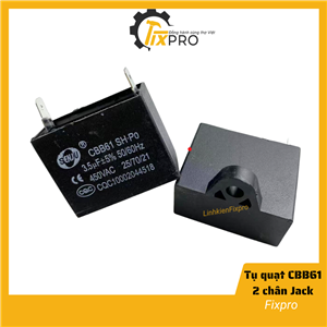 Tụ quạt 3.5UF 450VAC CBB61 2 chân cắm jack chất lượng tốt