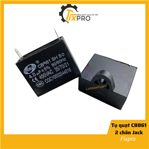 Tụ quạt 4UF 450VAC CBB61 2 chân cắm jack chất lượng tốt