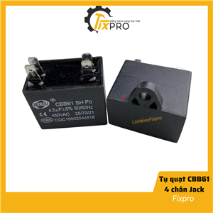 Tụ quạt 4.5UF 450VAC CBB61 4 chân cắm jack chính hãng SENJU