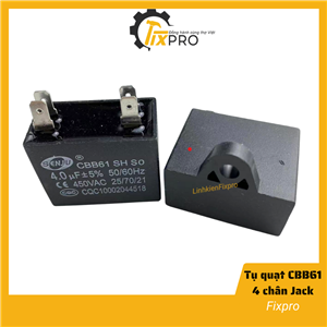 Tụ quạt 4UF 450VAC CBB61 4 chân cắm jack chính hãng SENJU